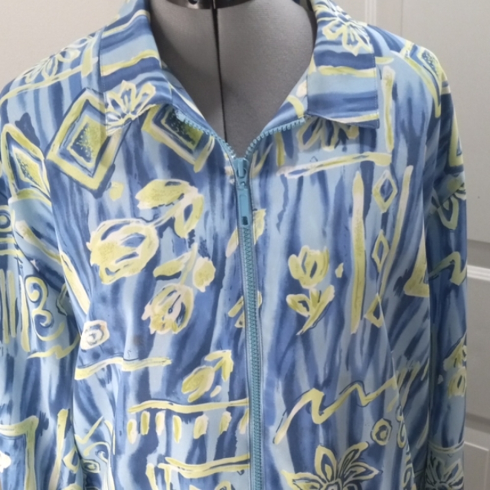 Teddi Front Exposed Zipper, Graphic Jacket Size Lg - Picture 1 of 5